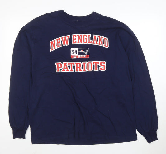 Reebok Men’s Navy New England Patriots Long Sleeve T-Shirt Size L