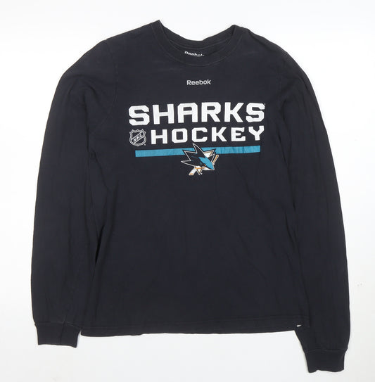 Reebok Men's Black San Jose Sharks Hockey Long Sleeve T-Shirt Size S