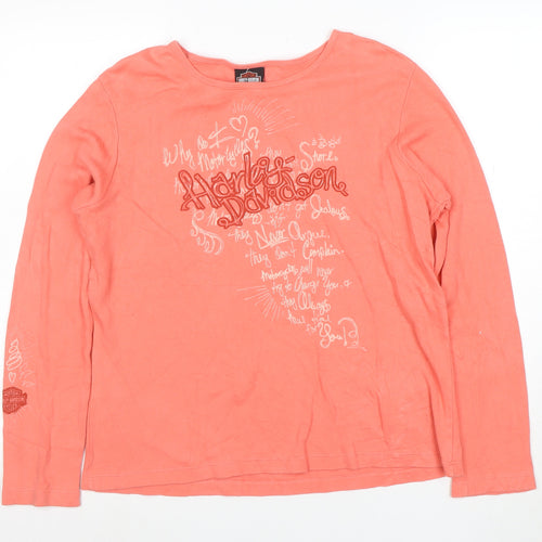 Harley-Davidson Womens Orange XL Long Sleeve Cotton T-Shirt