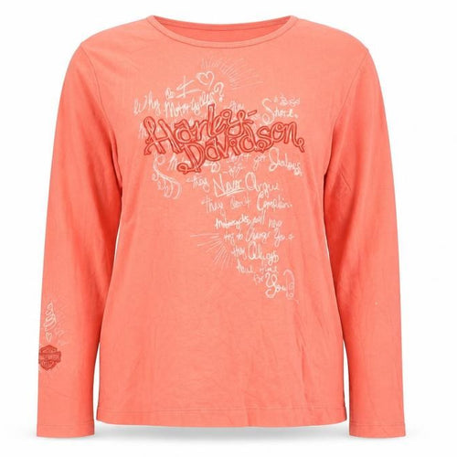 Harley-Davidson Womens Orange XL Long Sleeve Cotton T-Shirt