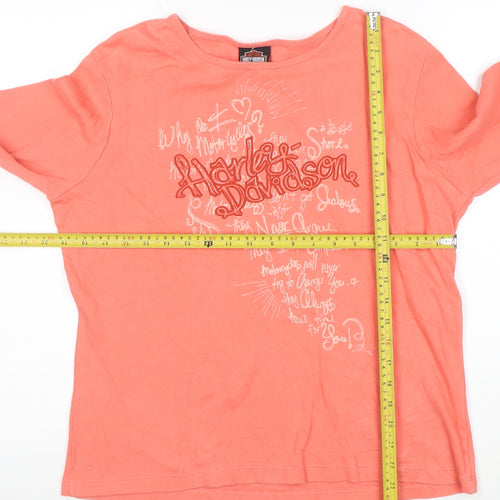 Harley-Davidson Womens Orange XL Long Sleeve Cotton T-Shirt