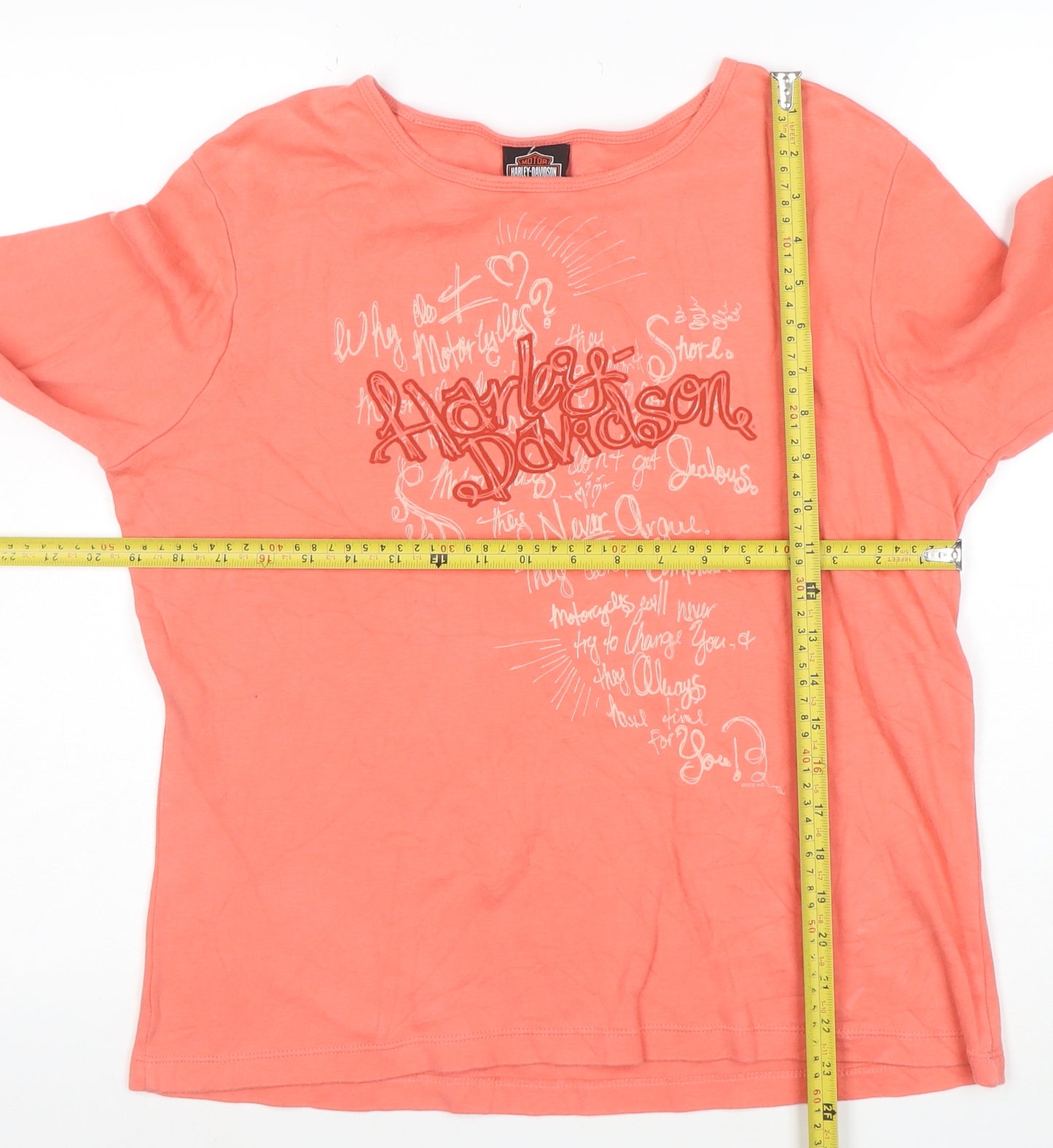 Harley-Davidson Womens Orange XL Long Sleeve Cotton T-Shirt