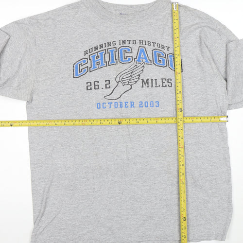 Reebok Men’s Grey Chicago Marathon 2003 Long Sleeve Sports T-Shirt L