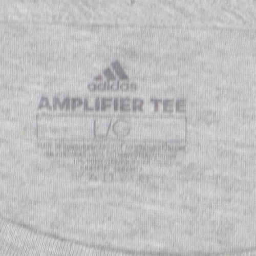 adidas Men's Grey Long Sleeve Amplifier Logo T-Shirt Size L