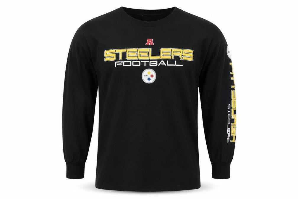 NFL Team Apparel Men's Black XL Steelers Long Sleeve Football T-Shirt