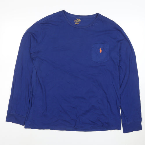 Ralph Lauren Men's Blue Long Sleeve Cotton Crew Neck T-Shirt L