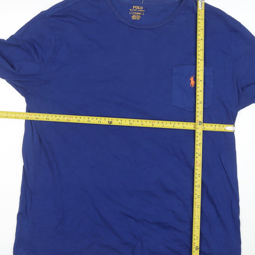 Ralph Lauren Men's Blue Long Sleeve Cotton Crew Neck T-Shirt L
