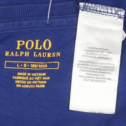 Ralph Lauren Men's Blue Long Sleeve Cotton Crew Neck T-Shirt L