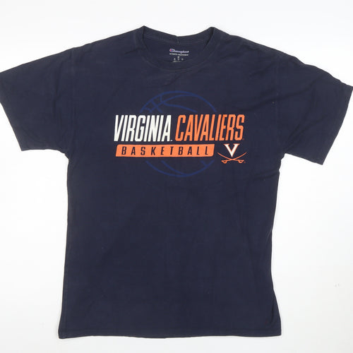 Champion Men Navy Virginia Cavaliers Basketball Cotton T-Shirt Size M