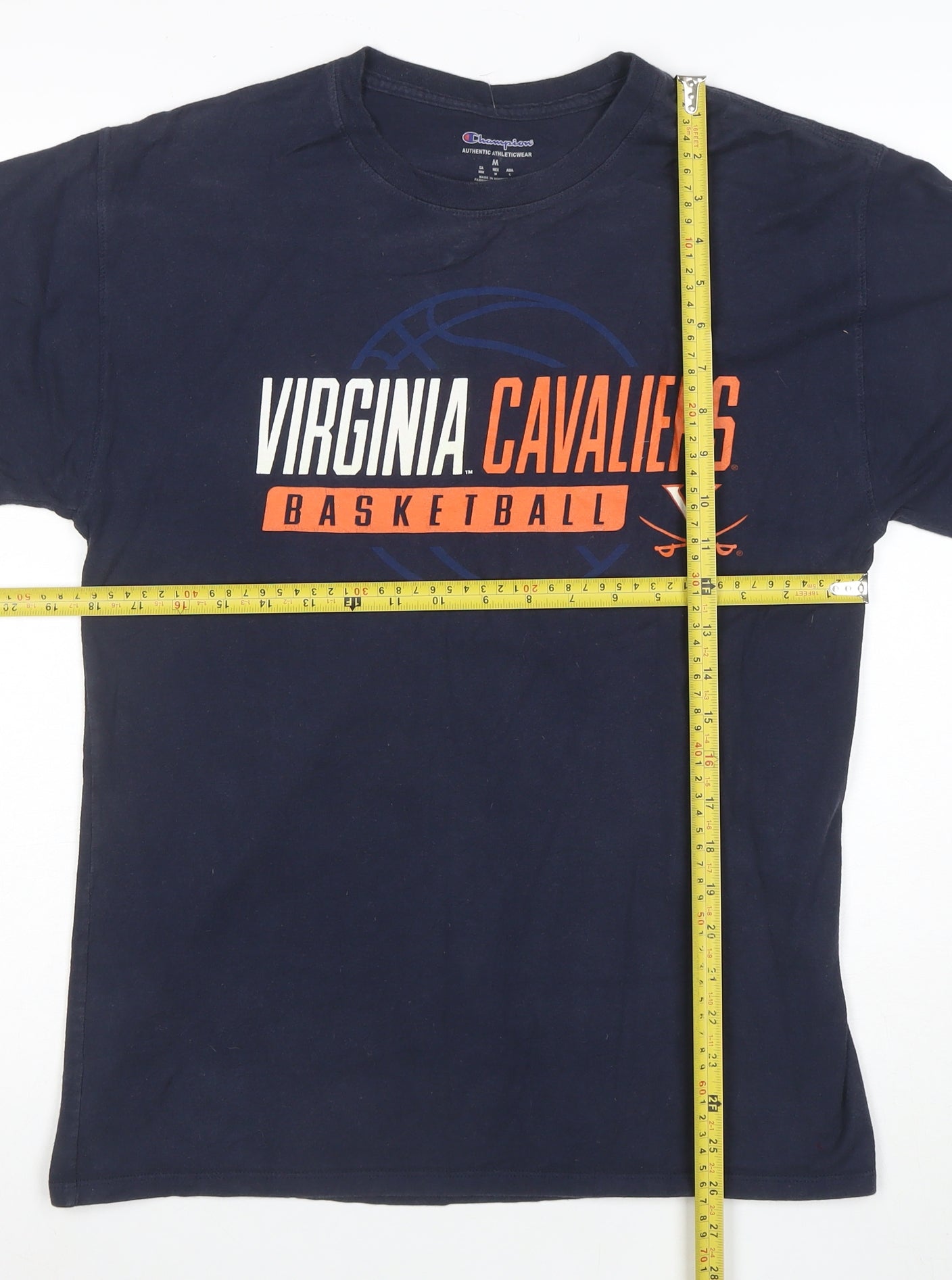 Champion Men Navy Virginia Cavaliers Basketball Cotton T-Shirt Size M