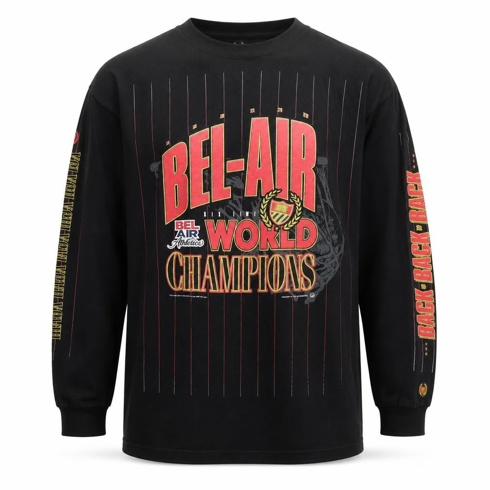 Bel-Air Athletics Men's Black XL Long Sleeve Sports Graphic T-Shirt