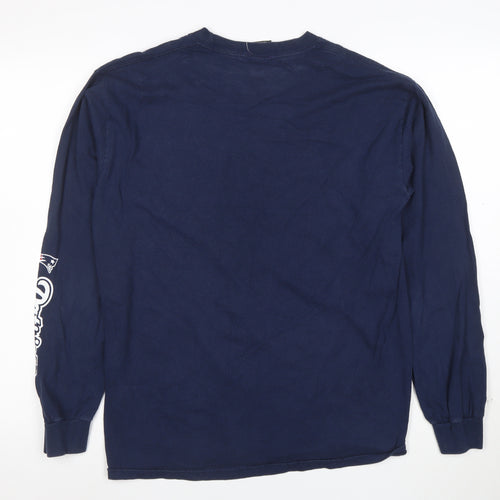 Team Apparel Men's Blue Patriots Long Sleeve Cotton T-Shirt Size M