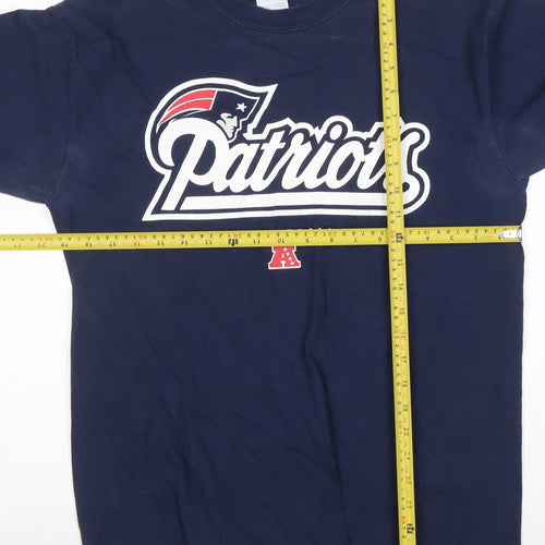 Team Apparel Men's Blue Patriots Long Sleeve Cotton T-Shirt Size M