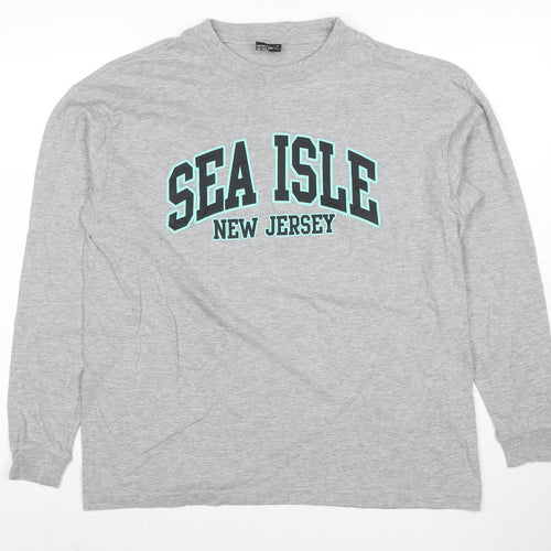 Talha USA Men’s Grey Long Sleeve Crew Neck SEA ISLE T-Shirt XL