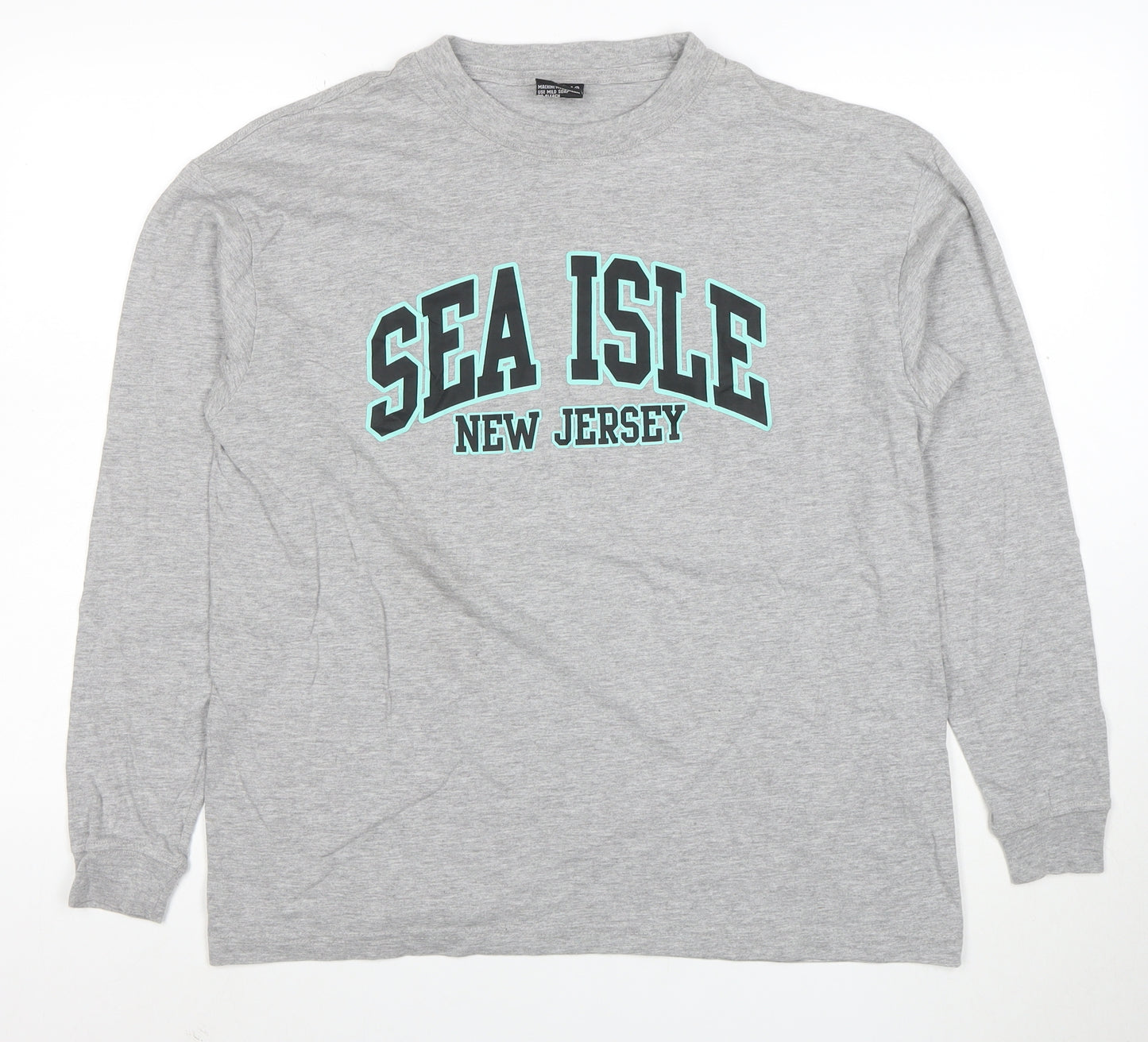 Talha USA Men’s Grey Long Sleeve Crew Neck SEA ISLE T-Shirt XL