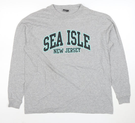 Talha USA Men’s Grey Long Sleeve Crew Neck SEA ISLE T-Shirt XL
