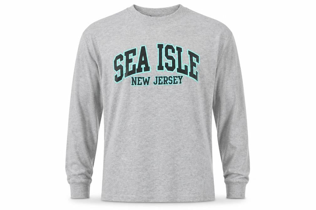 Talha USA Men’s Grey Long Sleeve Crew Neck SEA ISLE T-Shirt XL