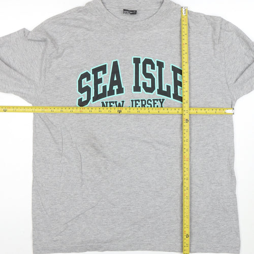 Talha USA Men’s Grey Long Sleeve Crew Neck SEA ISLE T-Shirt XL