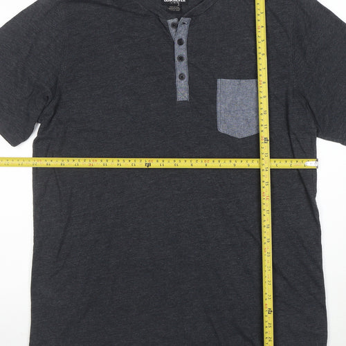 Quiksilver Men’s Grey Henley Short Sleeve T-Shirt Size L