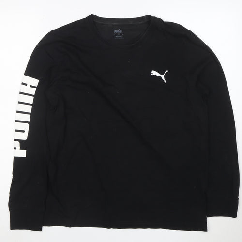 Puma Men's Black Long Sleeve Logo Crew Neck T-Shirt M