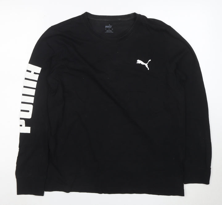 Puma Men's Black Long Sleeve Logo Crew Neck T-Shirt M