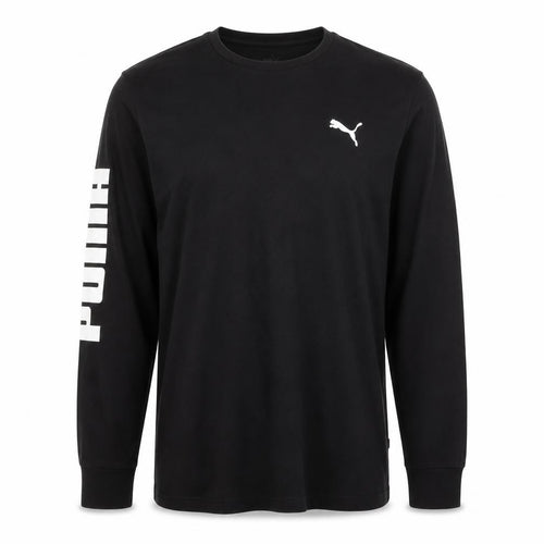 Puma Men's Black Long Sleeve Logo Crew Neck T-Shirt M