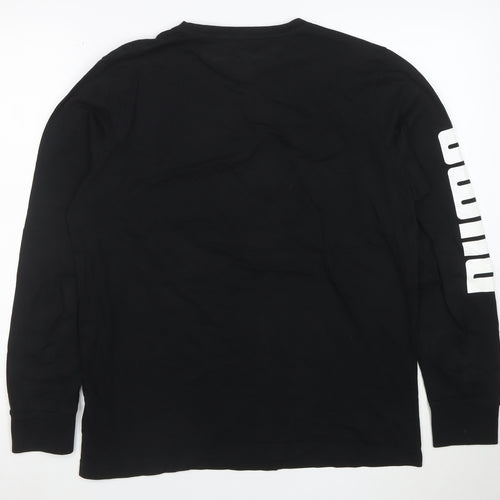 Puma Men's Black Long Sleeve Logo Crew Neck T-Shirt M