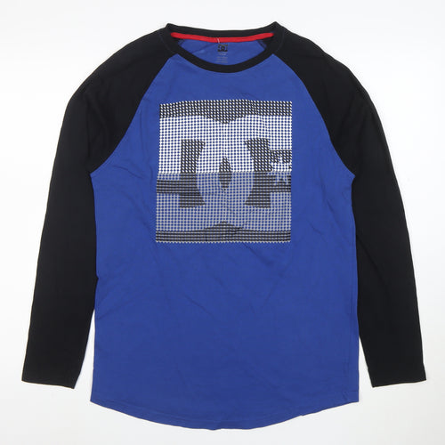 DC Men's Blue Long Sleeve Logo T-Shirt Size M