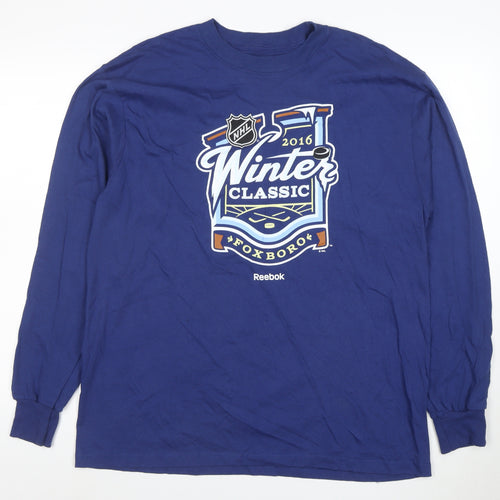 Reebok Men's Blue Long Sleeve NHL Winter Classic T-Shirt Size L