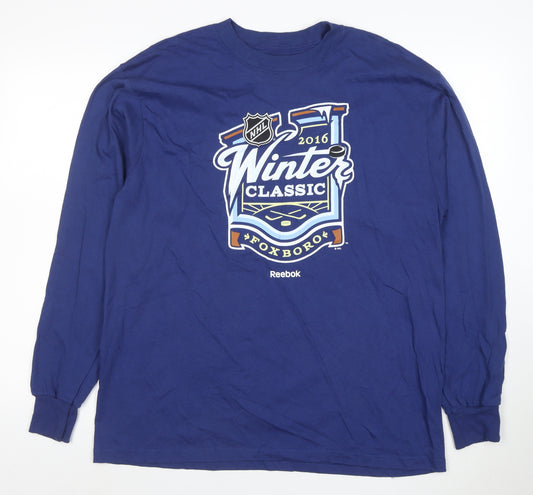 Reebok Men's Blue Long Sleeve NHL Winter Classic T-Shirt Size L