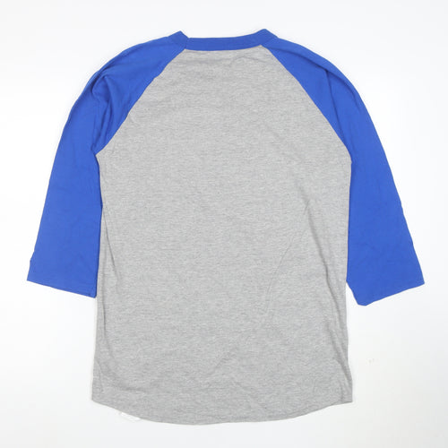 Champion Women's Grey Blue Raglan 3/4 Sleeve T-Shirt Size M