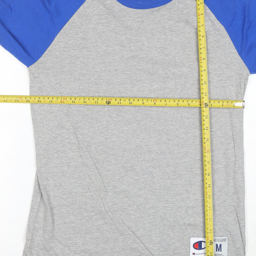 Champion Women's Grey Blue Raglan 3/4 Sleeve T-Shirt Size M