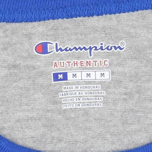 Champion Women's Grey Blue Raglan 3/4 Sleeve T-Shirt Size M