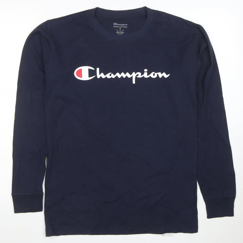 Champion Men's Blue Long Sleeve Crew Neck Sports T-Shirt M