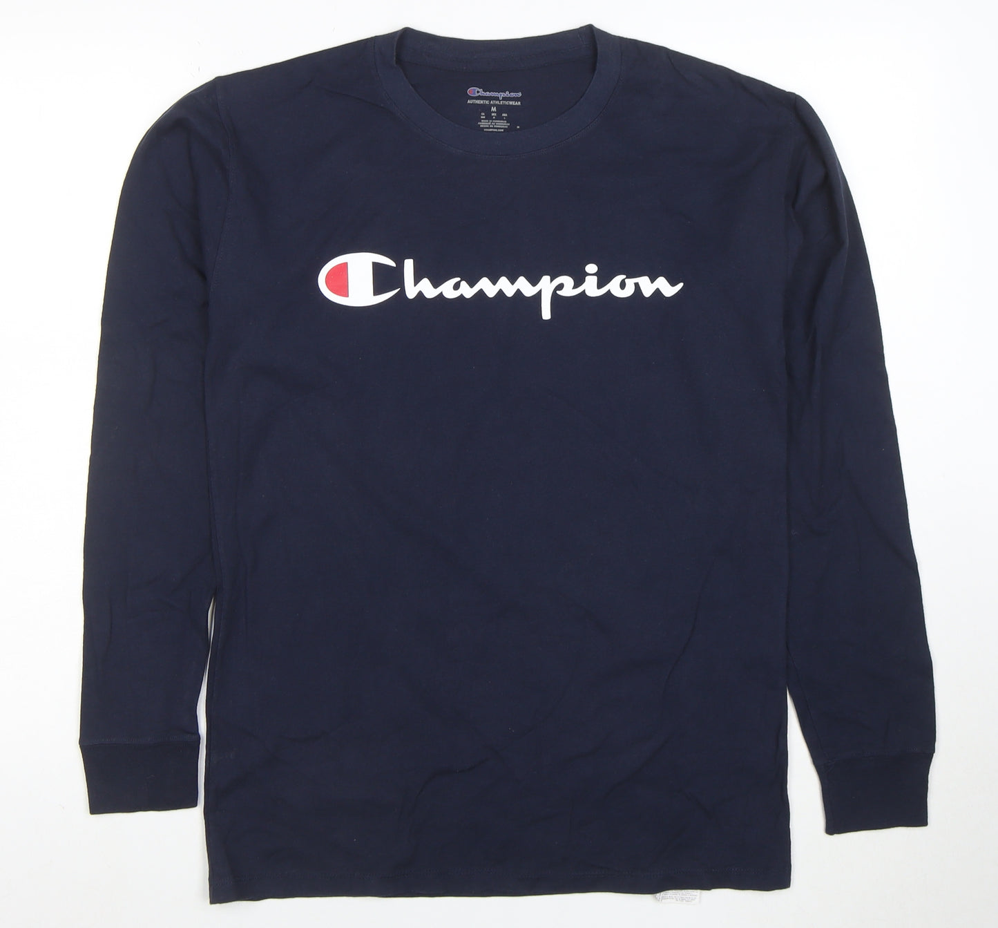 Champion Men's Blue Long Sleeve Crew Neck Sports T-Shirt M