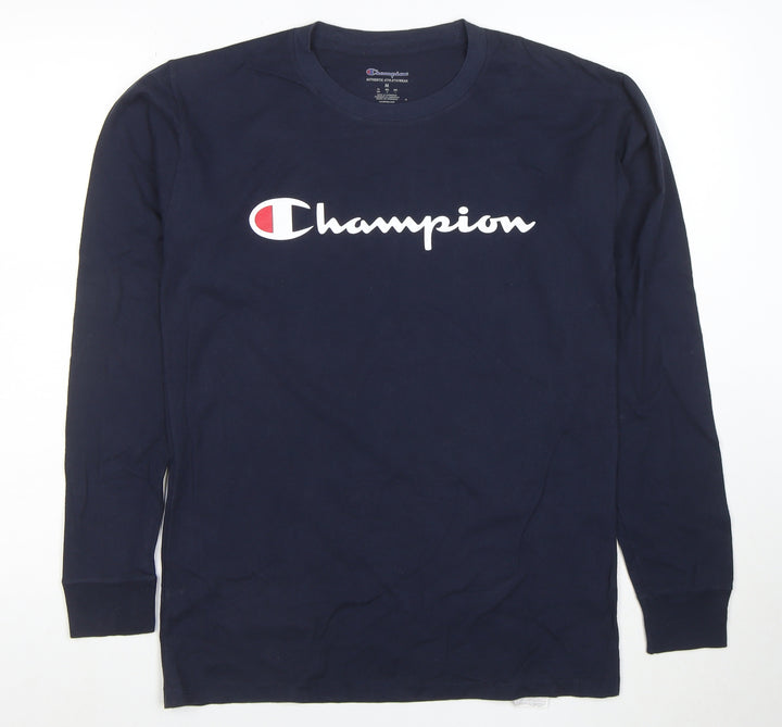 Champion Men's Blue Long Sleeve Crew Neck Sports T-Shirt M