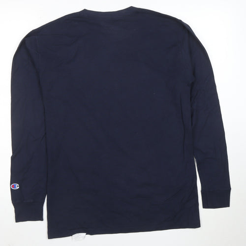 Champion Men's Blue Long Sleeve Crew Neck Sports T-Shirt M
