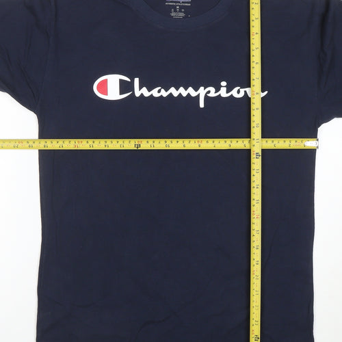 Champion Men's Blue Long Sleeve Crew Neck Sports T-Shirt M