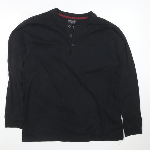 Dockers Men Black Long Sleeve Henley T-Shirt Size M Regular Fit