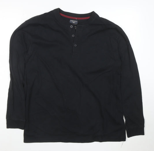 Dockers Men Black Long Sleeve Henley T-Shirt Size M Regular Fit