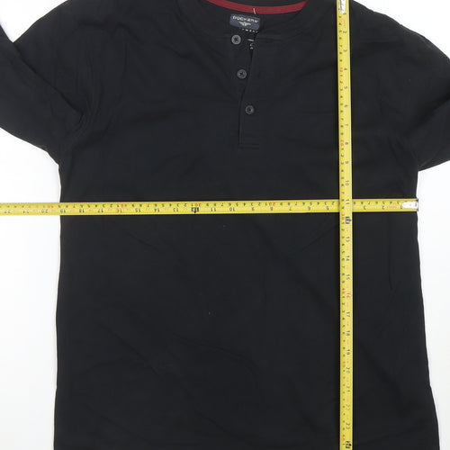 Dockers Men Black Long Sleeve Henley T-Shirt Size M Regular Fit