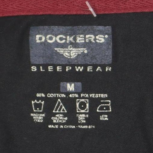 Dockers Men Black Long Sleeve Henley T-Shirt Size M Regular Fit