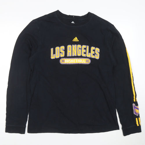 Adidas Men's Black Los Angeles Basketball Long Sleeve T-Shirt M