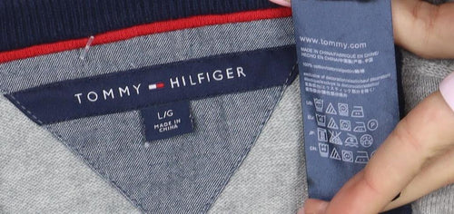 Tommy Hilfiger Men’s Grey V-Neck Cotton Jumper Size L