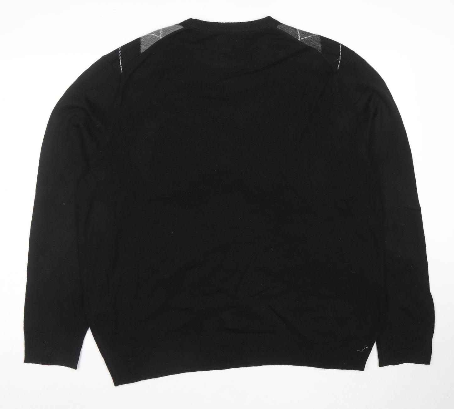 Dockers Men's Black Argyle Crew Neck Acrylic Jumper XL