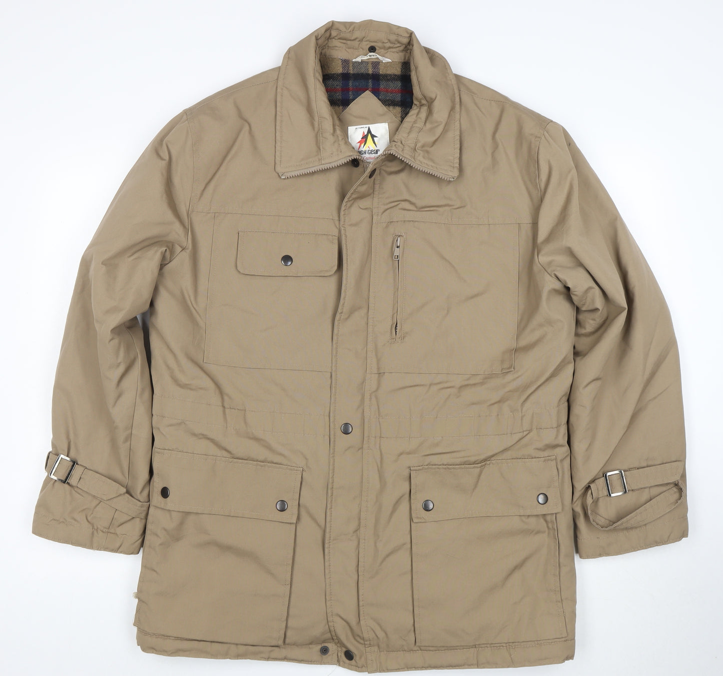 High Gear Men’s Beige Parka Jacket Size 40R Lined Outdoor Winter Coat