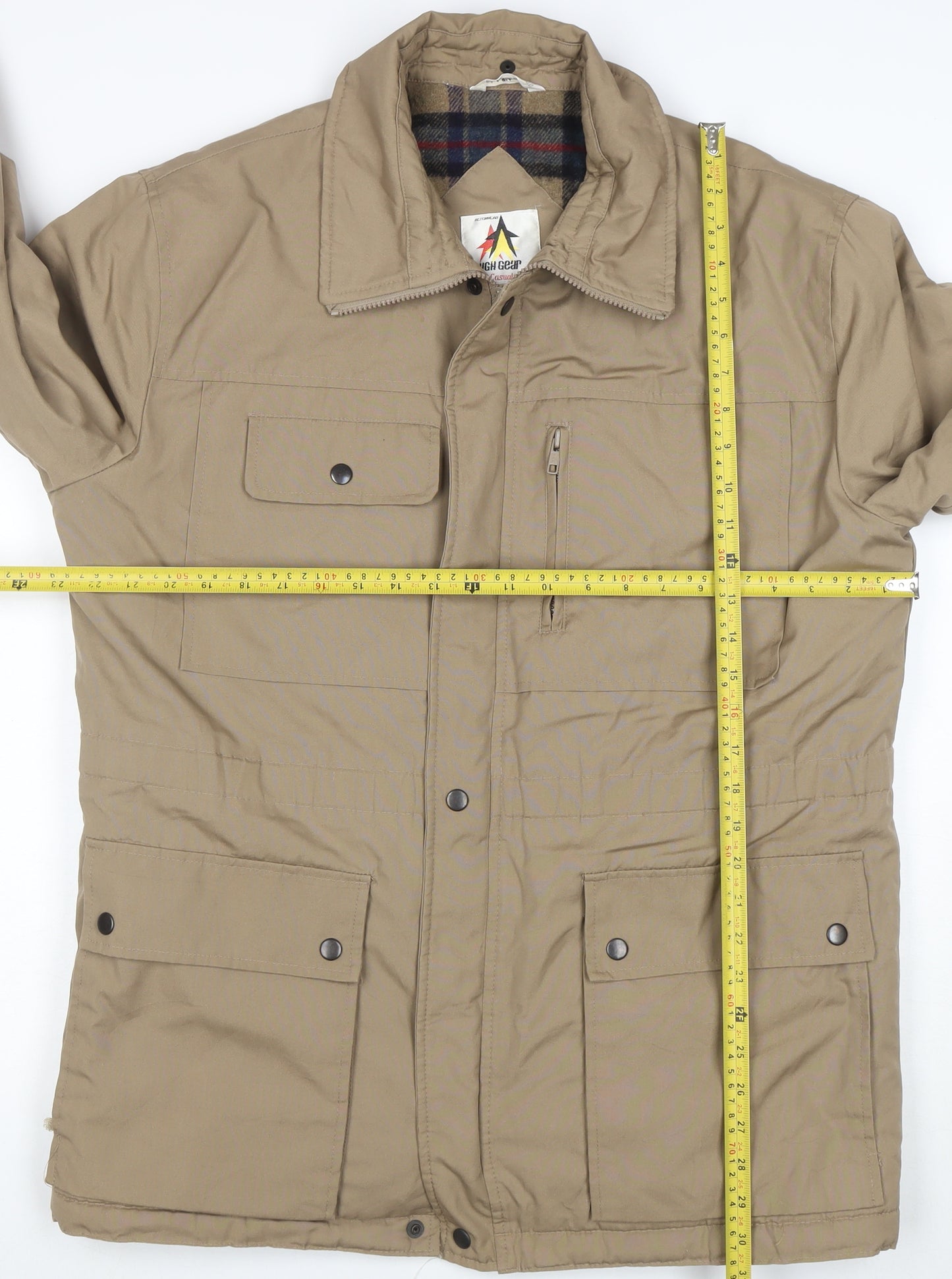 High Gear Men’s Beige Parka Jacket Size 40R Lined Outdoor Winter Coat
