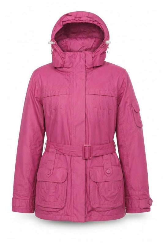 Front view of Regatta Women’s Pink Waterproof Belted Parka Jacket, size S