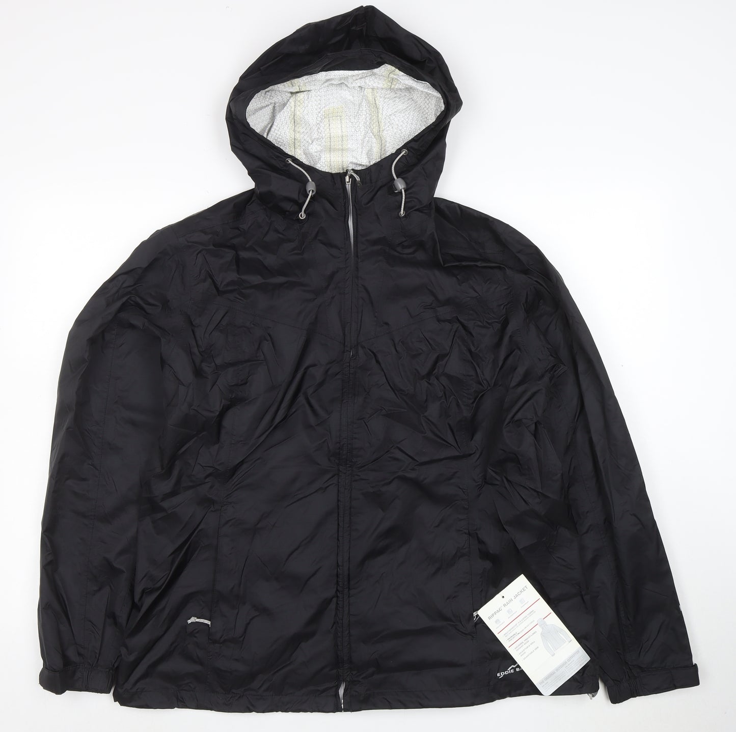 Eddie Bauer Men's Black XL Hooded Waterproof Rain Jacket