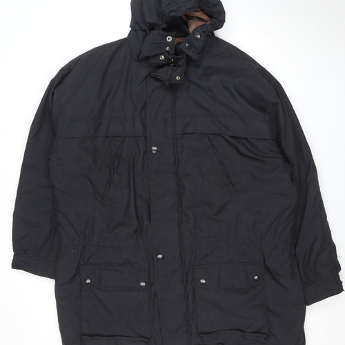 J. Riggings Men's Black L Parka Jacket Hooded Insulated Nylon Polyester
